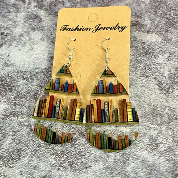ddioayh Book Lover Earrings with Classic Teardrop Bookshelf Design for Teachers and Readers