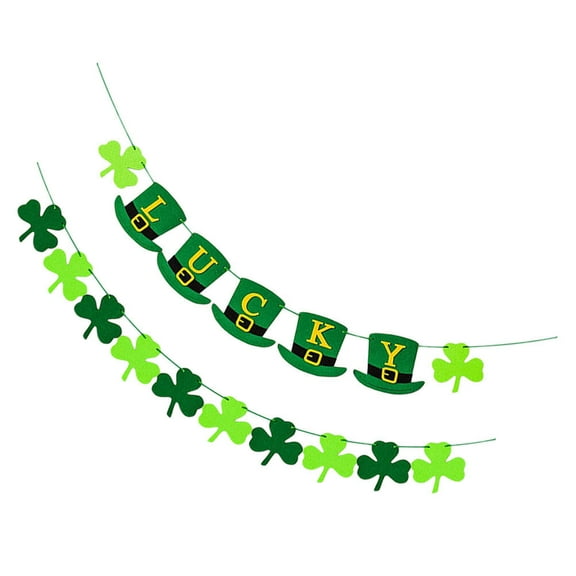 DRAFIDEEP 1Set Green Felt Hat Shape . Patrick's Day Banner for Wall Hanging and Party Decoration 300x17cm
