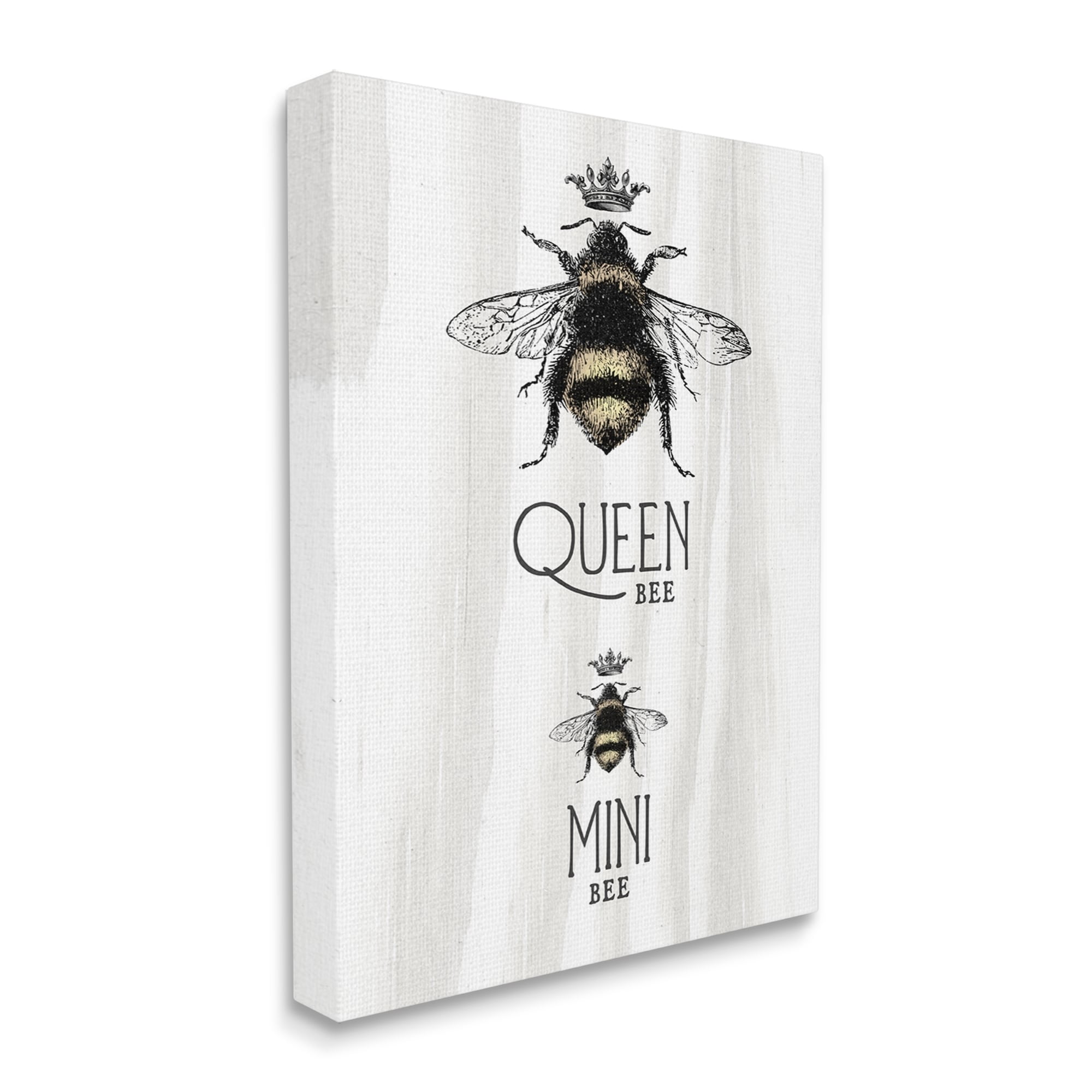 Stupell Industries Queen & Mini Bee Crowned Bumblebees Mother Daughter Canvas Wall Art, 30 x 40, Design by Lil' Rue