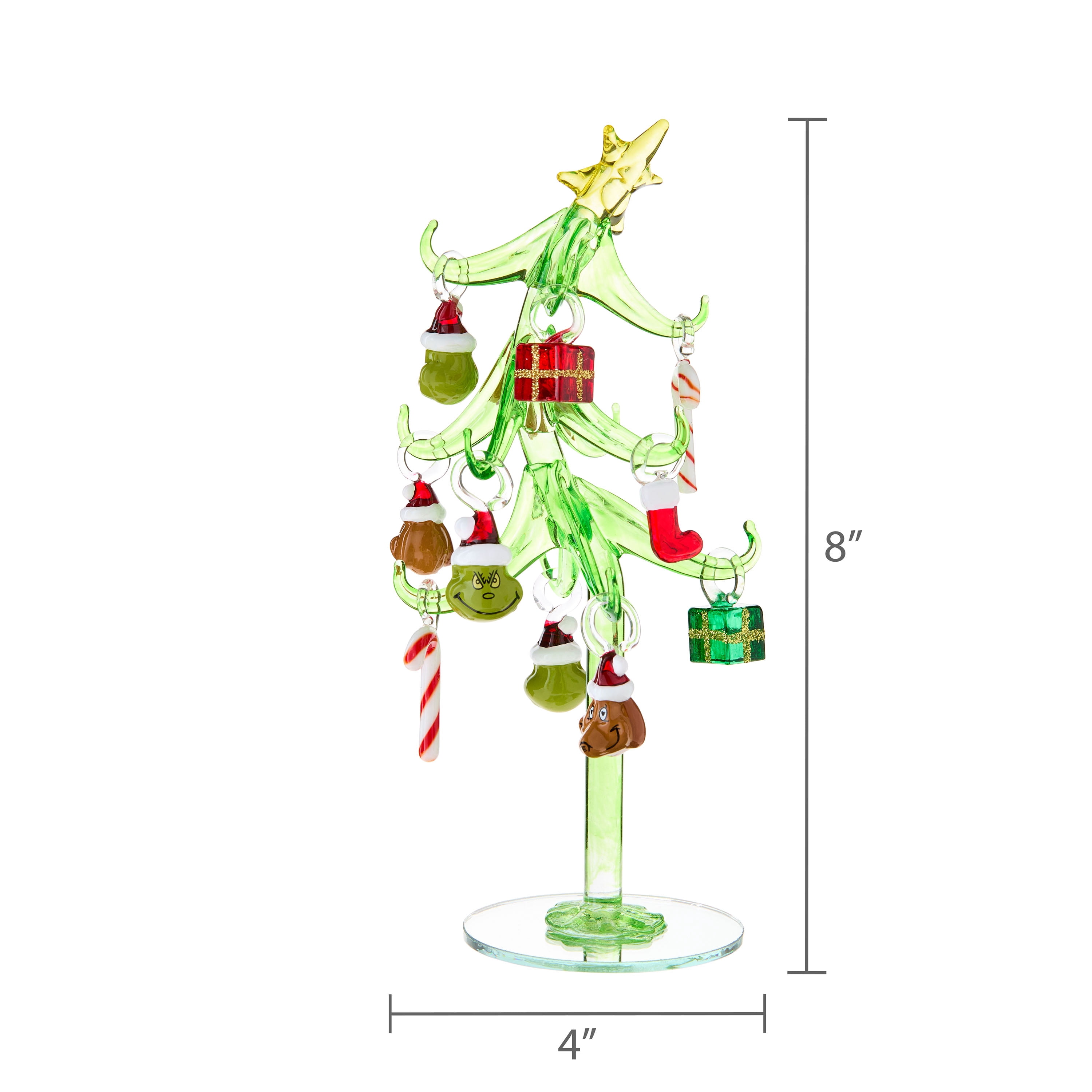 Dr. Seuss's How the Grinch Stole Christmas Glass Table Top Tree, 13 Pieces, Green, By Ruz