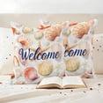 thumbnail image 3 of Red Orange Shell Coastal Outdoor Waterproof Pillow Covers, Summer Beach Starfish Ocean Decorative Square Throw Pillowcase Sofa Cushion Sham for Patio/Couch/Chair, 16"x16" 2 Pack, 3 of 8