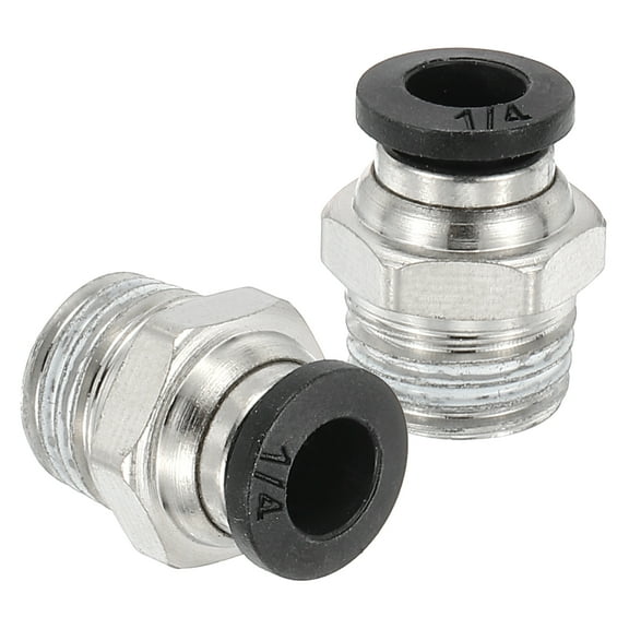 Uxcell Male Straight 1/4" Tubing OD x 1/4" NPT Thread Push to Connect Fittings 2 Pack
