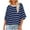 Navy, variant on Women's 2024 Summer Half Sleeve Striped T Shirts Casual Crew Neck Oversized Tee Tops S Hot Pink