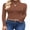 Brown-2, variant on Women's Turtleneck Shirts Ribbed Pullover Sweater Long Sleeves Tops Midweight Thermal Underwear Blouse