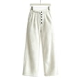 thumbnail image 3 of QIbmong Fleece Pajamas Pants for Women Wide Leg Button Elastic Waist Sleepwear Casual Winter Thermal Night Trousers(XL,White), 3 of 5