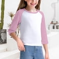 thumbnail image 4 of LWNYDPLSD Girls Casual Tops Kids Baseball Raglan T Shirt 3/4 Sleeve T Shirts Toddler Athletic Jersey Shirts Baby Girl Trendy Clothes, 4 of 8