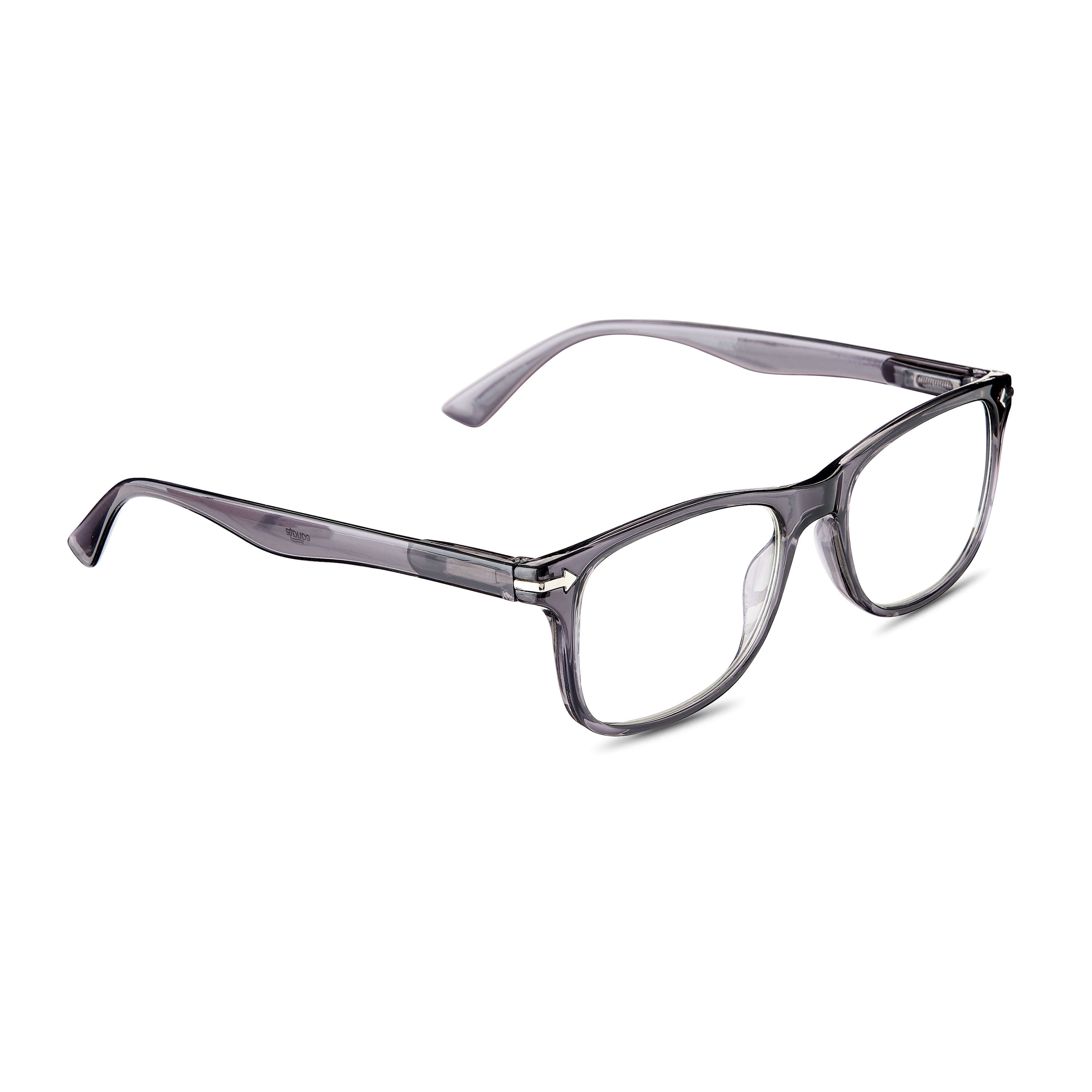 Equate Arden Bluelight Unisex Rectangular Reading Glasses with Case, Crystal Grey, +1.25