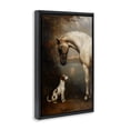 thumbnail image 2 of Stupell Industries Victorian Hound & Horse Vintage View Black Floating Frame Canvas Art, 21 x 31, by Petals Prints Design, 2 of 8
