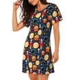thumbnail image 2 of Rateoe Colorful Astronomy Print Women’s Nightdress – Cozy Cotton Short-sleeved Sleep Shirt, Loose-Fit Sleepwear, Perfect for Relaxing and Sleeping, 2 of 6