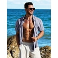thumbnail image 2 of Camisa MAPICK de lino para hombre, casual, con botones, manga corta, 2 of 6