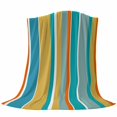 thumbnail image 6 of Blue Teal Orange Striped Blanket Soft Cozy Warm Throw Blanket for Couch, Plush Fuzzy Flannel Fleece Blankets for Sofa, Farmhouse Stripe Bed Blankets Lightweight Gifts for Women, 40"x50", 6 of 9
