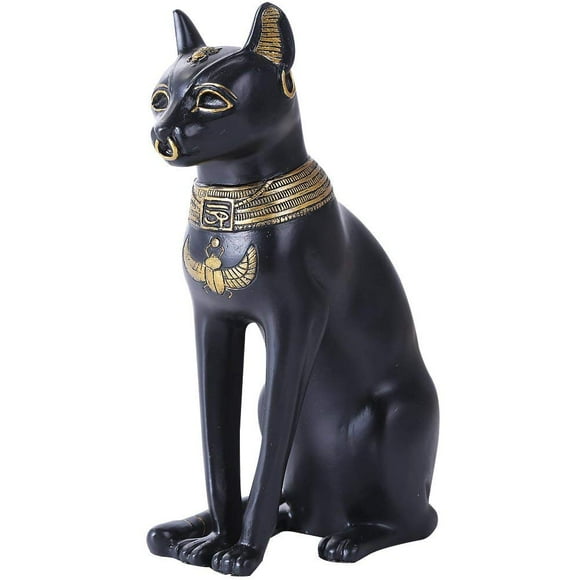 Pacific Giftware 8 Inches Ancient Egyptian God Black and Golden Bastet Cat Statue Figurine