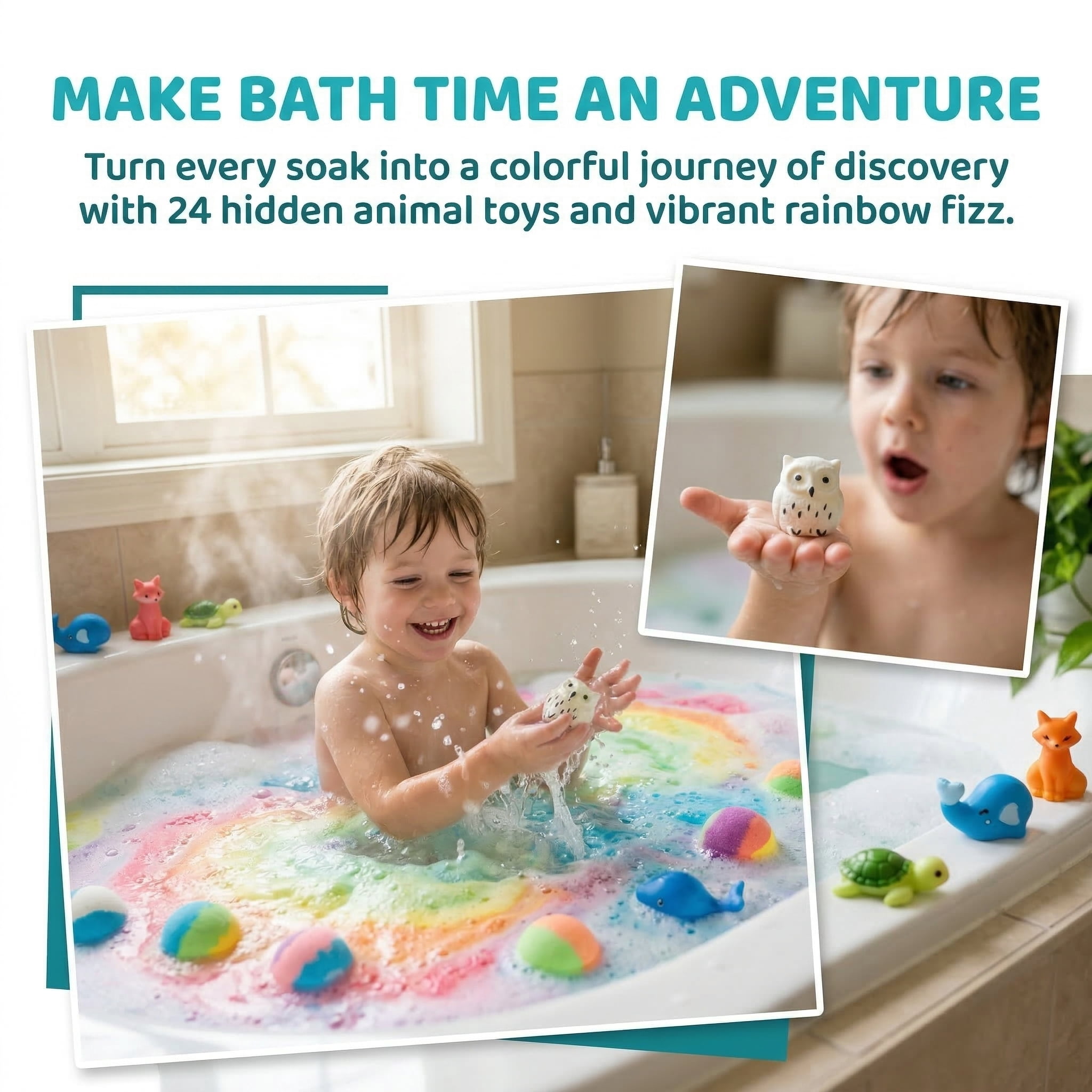 Bath Bomb with Toys Inside, 24 Pcs Kids Bath Bomb Gift Set, Easter Basket Stuffers, Easter Gifts for Kids, Easter Egg Bath Bomb, Bubbles for Kids, Bath Toys for Kids