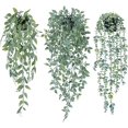 thumbnail image 1 of 3 plantas colgantes falsas, plantas verdes en maceta falsas, enredadera de eucalipto de imitación, enredadera de mandala en maceta para decoración de estantes al aire libre en el hogar, 1 of 5