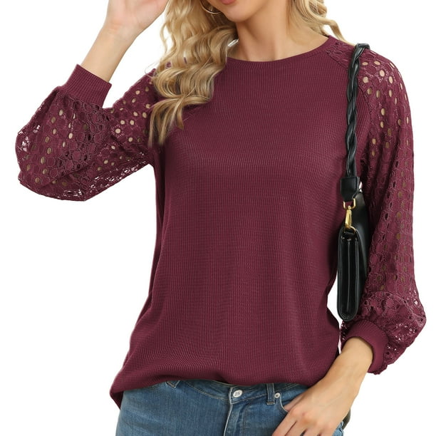 Blusa De Manga Corta Con Cuello De Encaje Hueco De Encaje | Meses Sin