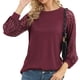 thumbnail image 1 of Blusa larga de mujer Nikou con cuello redondo y encaje manga larga, 1 of 7