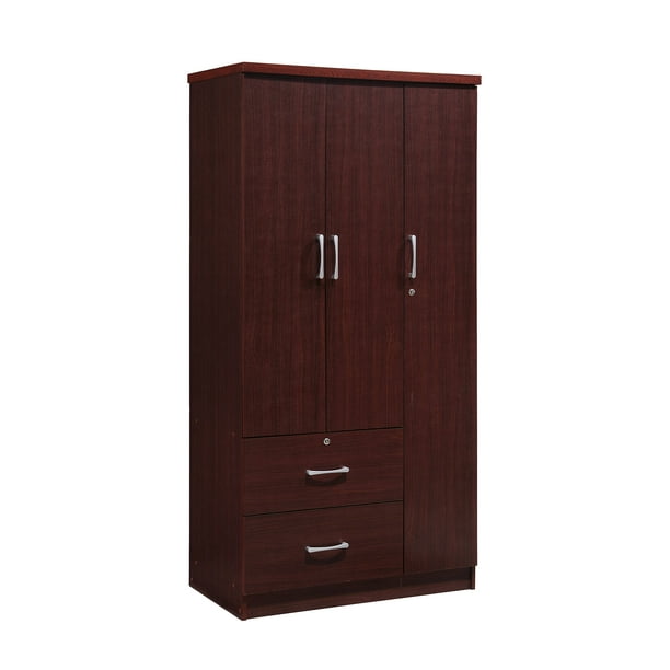 Hodedah 3 Door Bedroom Armoire With Drawers Mahogany Finish Com Hodedah 3 Door Bedroom Armoire With, Armoire For Bedroom