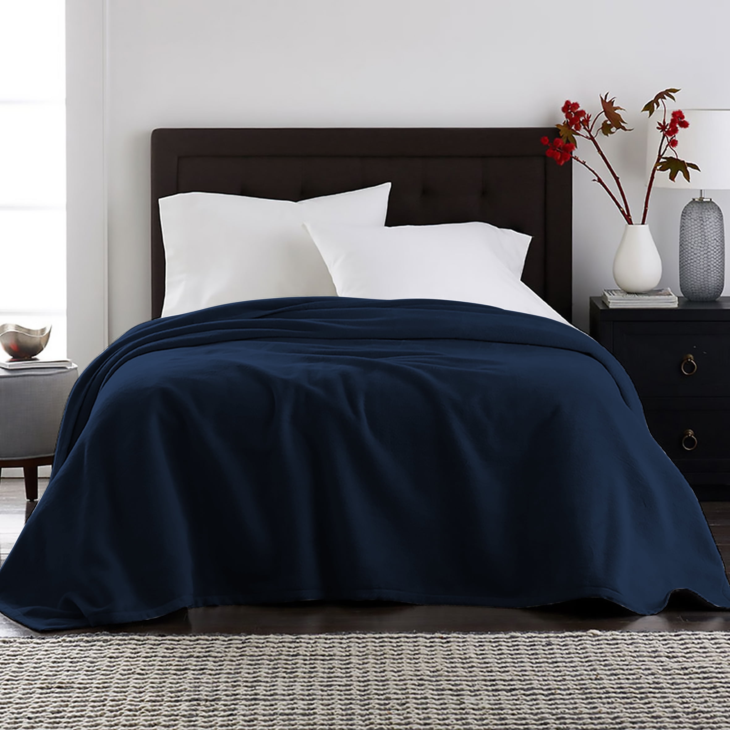 Velvet Plush Blanket Navy Full/Queen 86x86