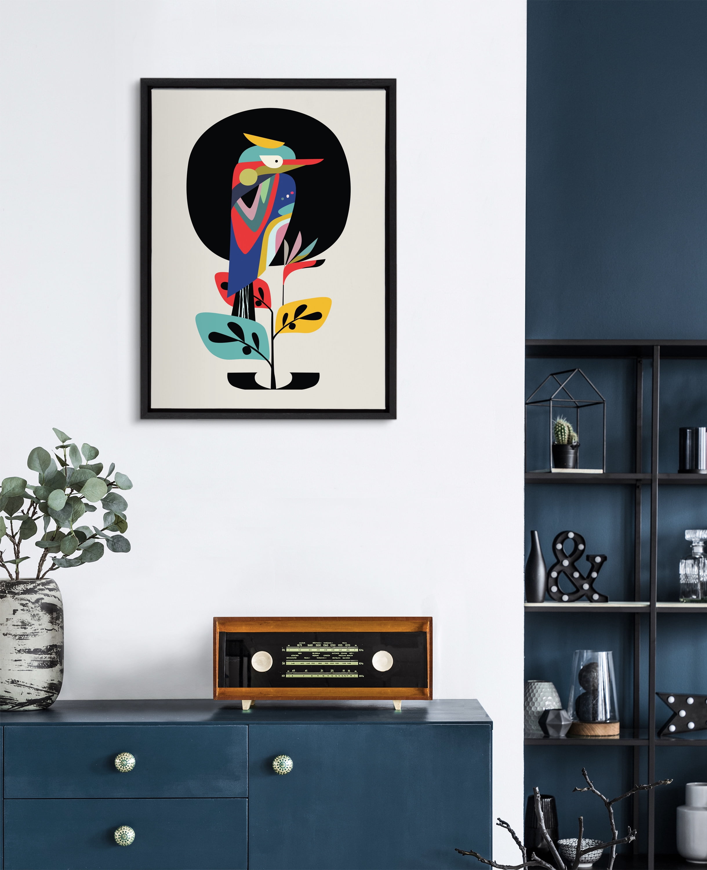 Rachel Lee of My Dream Wall Mid Century Modern Kookaburra Moon 18x24 Framed Canvas Wall Art by Bellamy