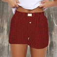 thumbnail image 3 of Women Shorts Plaid Print Button Front Pajama Bottoms Polyester Spandex Summer Sleepwear Beach Party Wear, 3 of 5