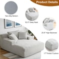 thumbnail image 2 of AVENIX 66" Oversized Chaise Lounge Chair Indoor, Boneless Cloud Sofa Bed, No-Assembly Deep Seat Sleeper Couch for Living Room,3 Pillows,Corduroy Light Gray, 2 of 8