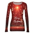 thumbnail image 7 of Christmas Graphic T-Shirt for Women Long Sleeve - Soft Slim Fit Crewneck Top, Cute Holiday Print Casual Tee, 7 of 7