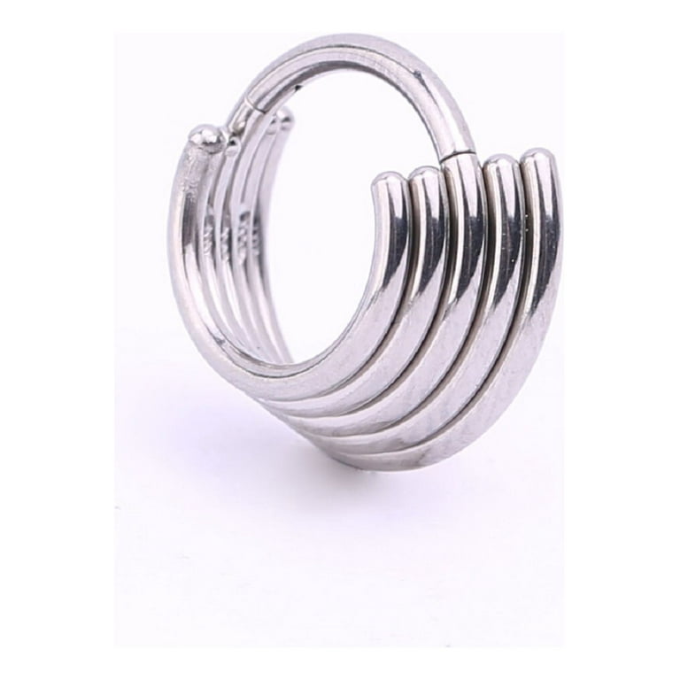 925 Sterling Silver 5 Tier Stacked Septum Ring/ Segment Ring