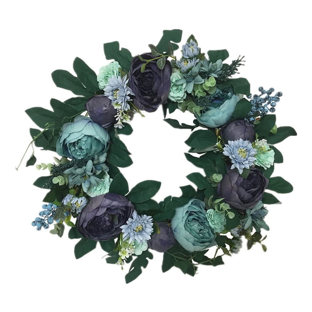 Front Door Knocker Simulation Garland Wedding Party Hanging Wreath Green Home Decorations Rattan Circle Silk Flowers