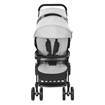 VEVOR Double Stroller, Foldable Lightweight Twin Tandem Stroller, Light Gray