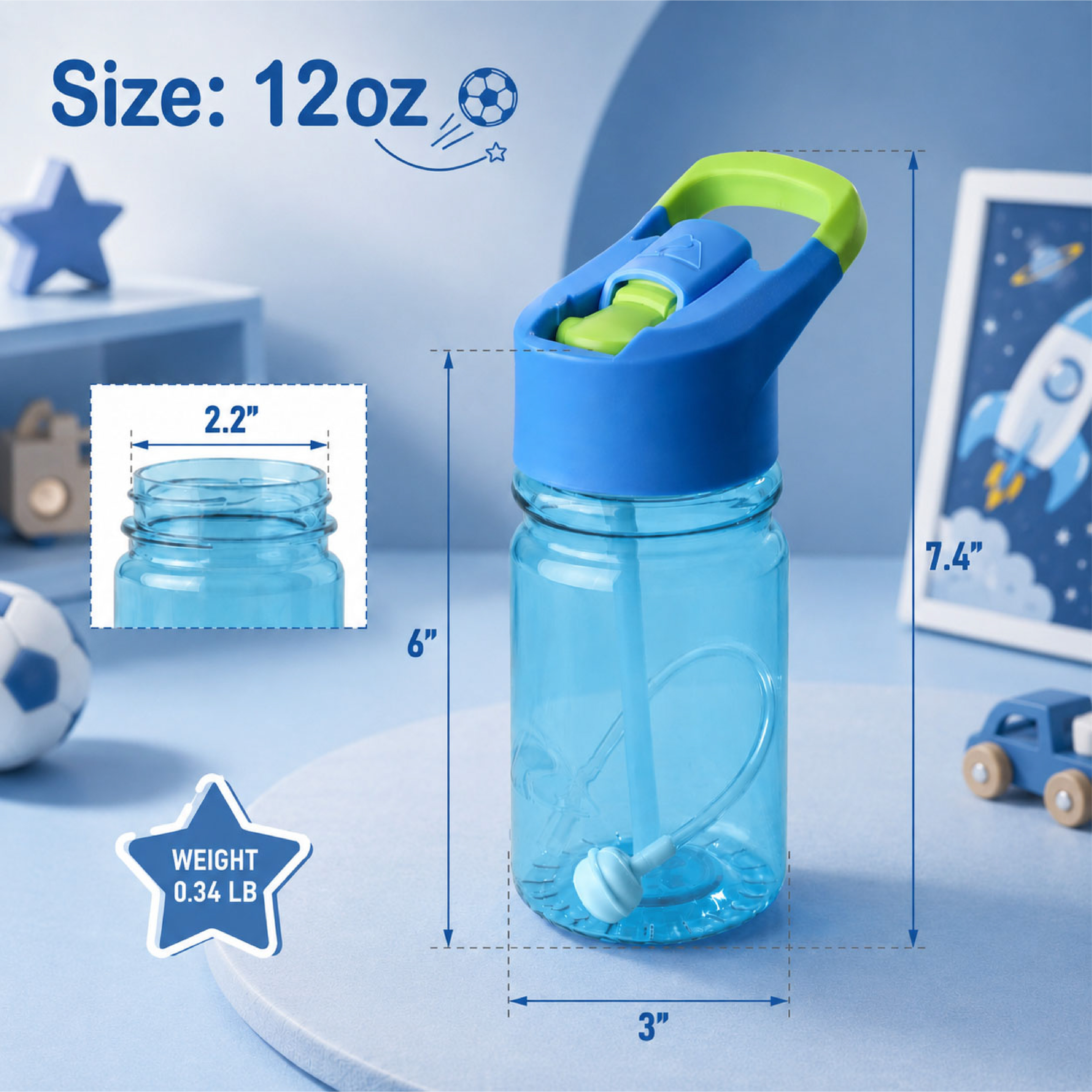 Ozark Trail Kids' Tritan Flip-Top Water Bottle 12 oz photo 2