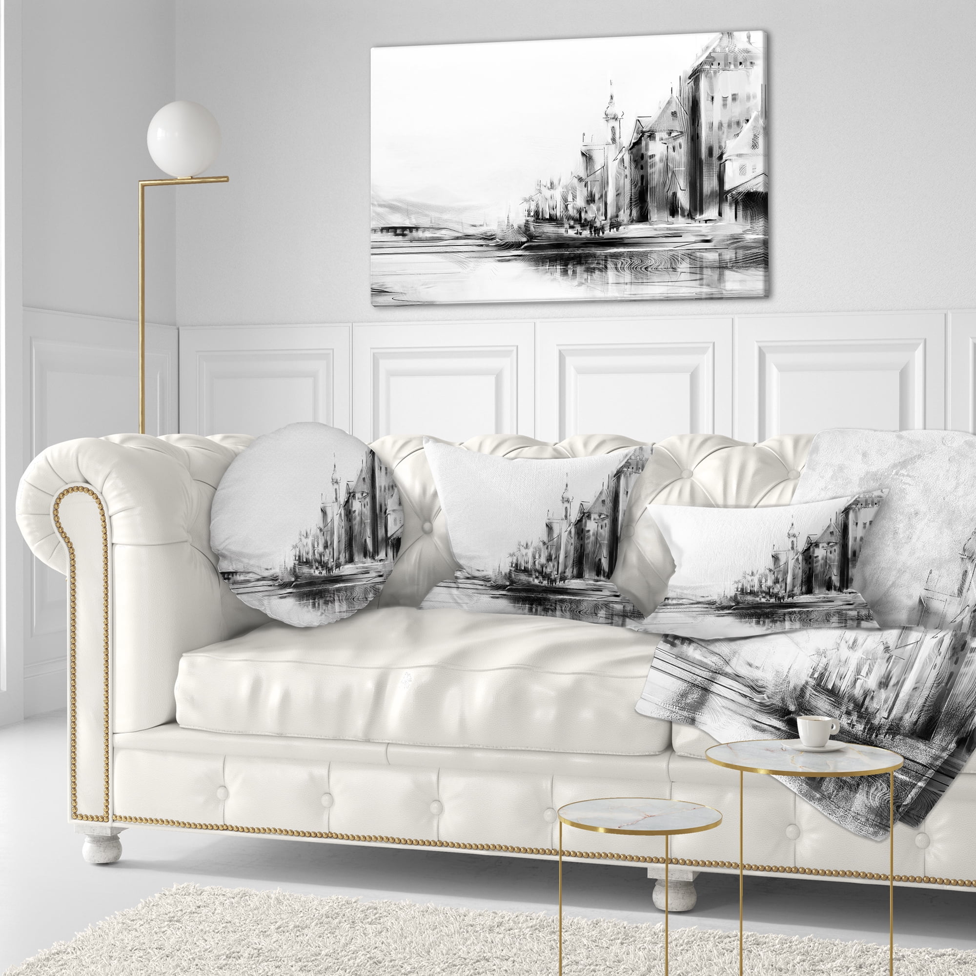Designart Zurich in Afternoon Sunlight - Cityscape Throw Pillow - 12x20