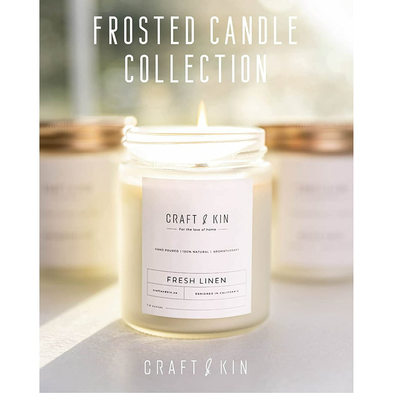 Craft & Kin Aromatherapy Soy Scented Candles - Fresh Linen (8 oz