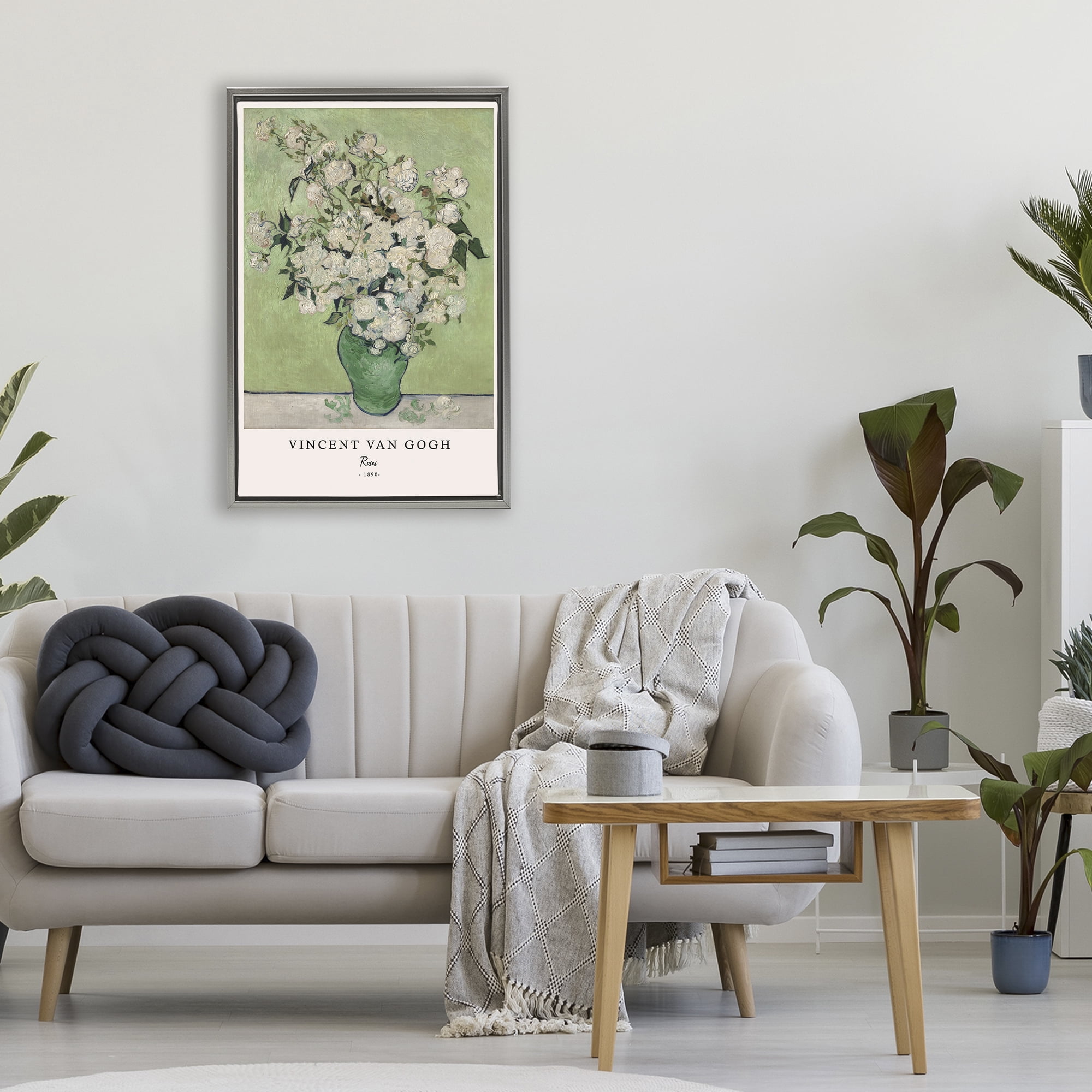 Stupell Industries Classic Roses Van Gogh Gray Framed Floater Canvas Wall Art, design by Vintage Hustle