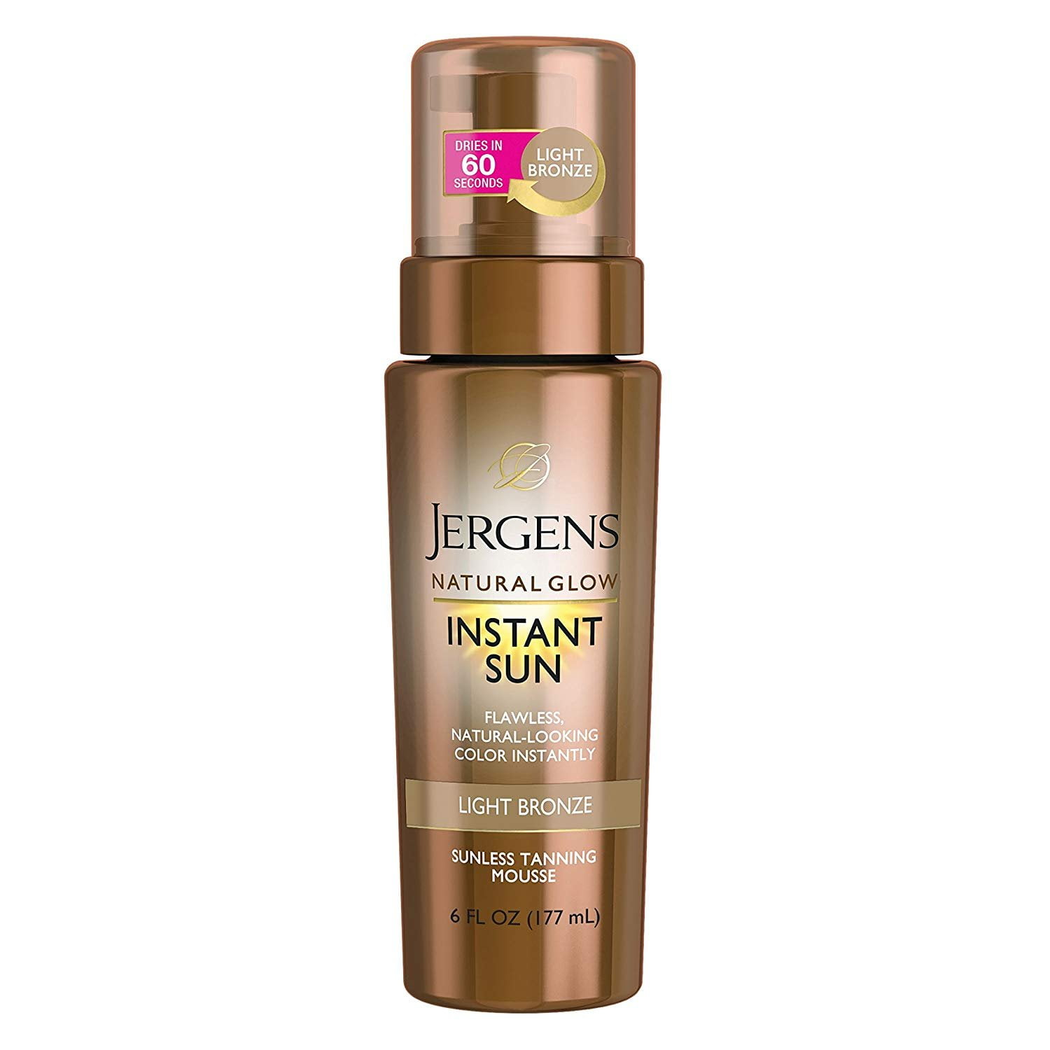 Jergens Natural Glow Instant Sun Sunless Tanning Mousse For Body Light Bronze 6 Ounces