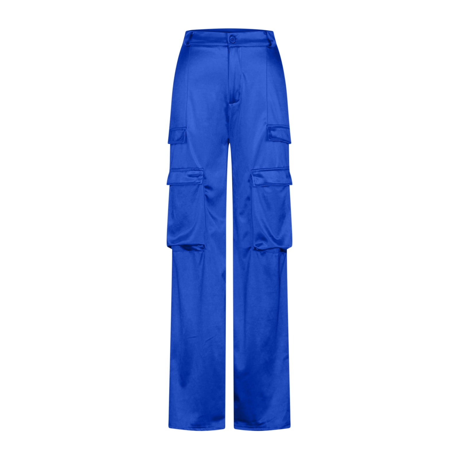 【10月24日迄】lig. wide cargo pant Blue Jalioing Cargo Pant for Women Solid Color High Waist Floor Length