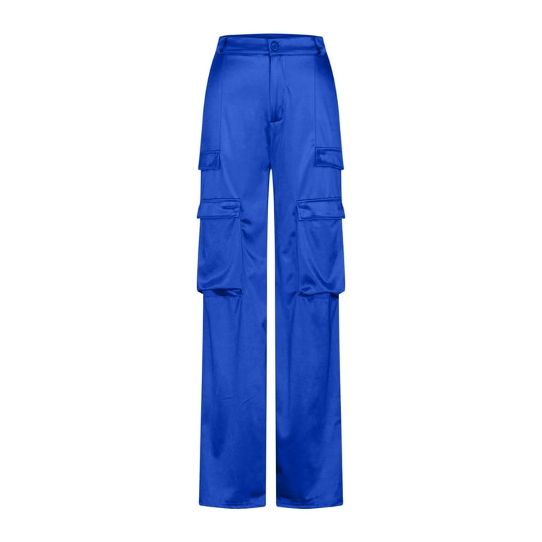 Jalioing Cargo Pant for Women Solid Color High Waist Floor Length