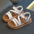 thumbnail image 2 of kpoplk Girls Sandals Open Toe Summer Flats Dress Sandals Shoes Fashion Cute Dress Sandals for Little Big Kids(White,11.5), 2 of 6