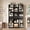 Black Wood Grain(shipped in 2 packages), variant on 75" Tall 9-Tier Bookcase with Drawers, 47" Wide Farmhouse Storage Cabinet, Adjustable Shelves(Black)