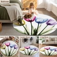 thumbnail image 5 of Colorful Tulip Round Area Rug 5 FT, Non Slip Bedroom Rugs, Farmhouse Luxury Flowers Botanical Washable Soft Circular Carpet Non-Shedding Floor Mat for Kitchen Dining Room Foyer Balcony Dorm, 5 of 8
