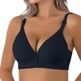 thumbnail image 3 of Wireless Push Up Bra, Hugcore A Traditional Women's Bra with A Thin Cup Small Chest and No Underwire T Shirt Bra Blue L, 3 of 6