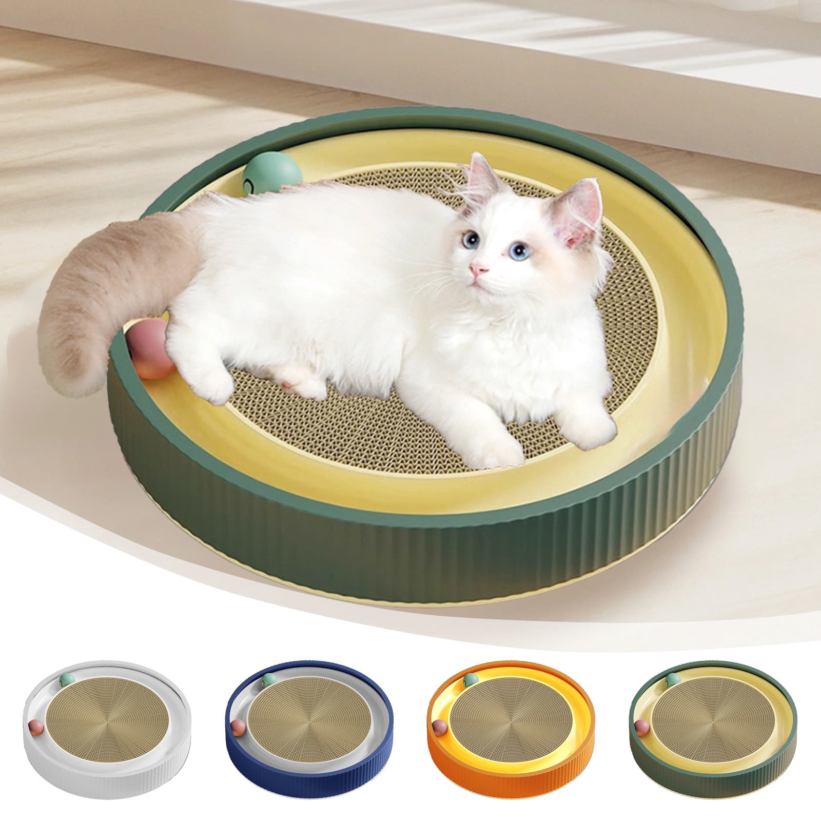 Zenithome 360° Rotating Cat Scratching Board Toy with Replaceable Scratch Pad, Interactive Carousel & Noise Maker for Active Cats, Durable ABS Plastic & Corrugated Cardboard, Non-Slip Base