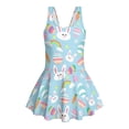 thumbnail image 4 of COEQINE Swim Dress for Girls with Built-in Liner & Flowy Skirt, Scoop U-Neck V-Back Playful Tankini Style Easter Swimsuit for 6-7 Year Olds, Polyester Spandex, Easter Bunny Egg Rainbow Blue, 4 of 8