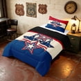thumbnail image 2 of Manfei Retro Hanging Star Twin Comforter Sets, American Flag Stripe Bedding Set, Red White Blue, Black Reversible 2 Pieces, 1 Comforter and 1 Pillowcase, 2 of 6