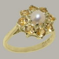thumbnail image 2 of LBG British Made Spectacular 18k Yellow Gold Cultured Pearl & Citrine Womens Promise Ring - 33 size options - Size 10.5, 2 of 6