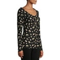 thumbnail image 4 of No Boundaries Juniors' Long Sleeve Floral Top with Face Mask, 4 of 6