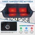 thumbnail image 4 of NAIZEA Heated Double Camping Chair, 2-Person Heated Folding Chairs for Outdoor Sports w/ 3 Heat Levels & 4 Heating Zones, Patio Lounge Chairs Folding Camping Chair Supports 990 lbs, 4 of 7