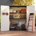 thumbnail image 4 of Vertical Resin Storage Shed, 60 Cuft Garden Tool Sheds & Outdoor Storage, Plastic Outdoor Storage Cabinet Waterproof, 5.6 x 2.3 ft Backyard Outside Lawn Mower Storage Shed, White, 4 of 7