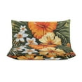 thumbnail image 3 of 3 Pcs Soft Bedding Set, Includes 1 Duvet Cover with Zipper And 2 Pillow,Shams Hawaiian Hibiscus Garden Orange Flowers Queen(90"×90"), 3 of 8