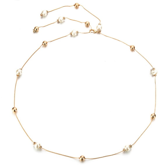 LABSERRON Women Waist Chain Elegant Metal Pearl 1Set 47.2in Length 0.5in Width