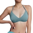 thumbnail image 1 of Sujetador deportivo sin espalda con tirantes para mujer - Copas acolchadas extraíbles, nailon-spandex - Sujetador de yoga y gimnasio con fruncido delantero - Tallas XS-XL, 1 of 5